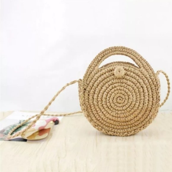 Sale!🆕Straw Circle Beach Handbag Bohemian Rattan - Picture 14 of 16